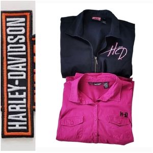 Harley-Davidson Pink and Black Button Down Polo Shirt